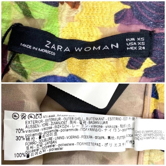 ZARA Floral Jacquard Puffy Pleated Midi Skirt in Yellow with Purple Size XS New - Picture 7 of 9